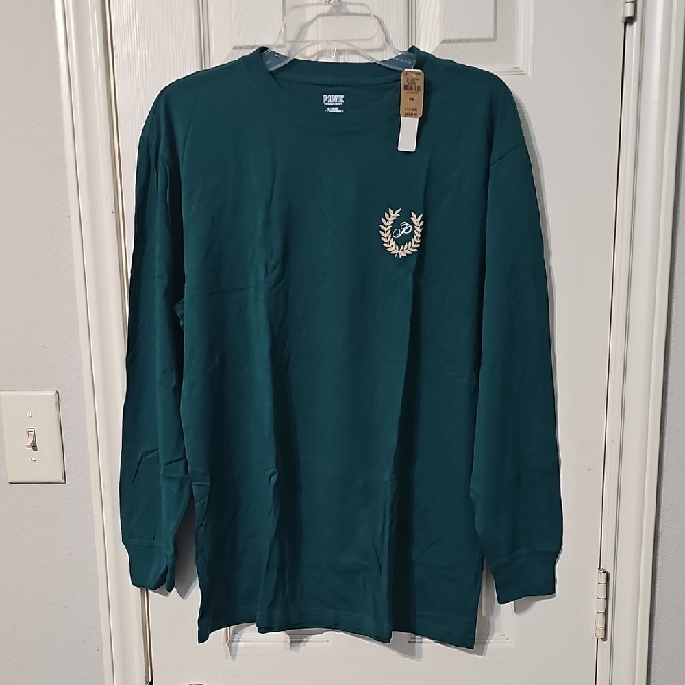 PINK Oversized Long-Sleeve Campus Tee